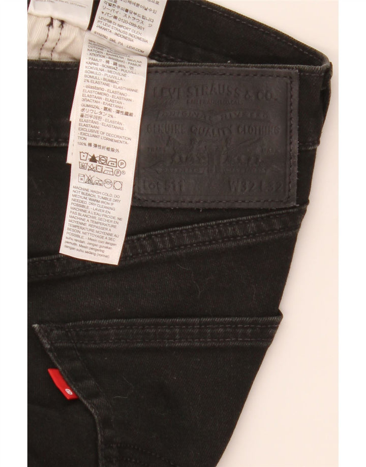 Levi's Herren 511 Slim Jeans W32 L32 schwarze Baumwolle