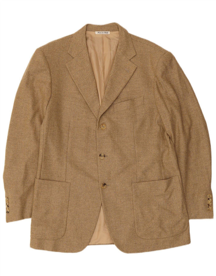 PAL ZILERI Mens 3 Button Blazer Jacket IT 50 Large Beige Flecked Wool