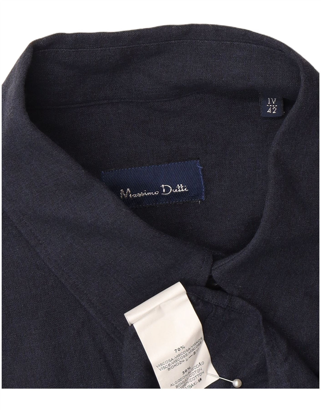 Massimo Dutti Herrenhemd Größe 42 Große marineblaue Viskose