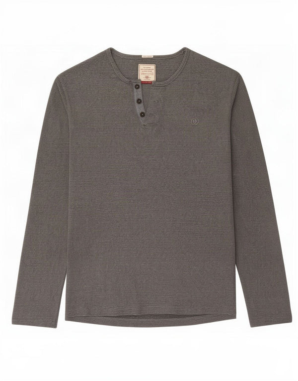 Fat Face Herren-Top, langärmelig, 2XL, graue Baumwolle