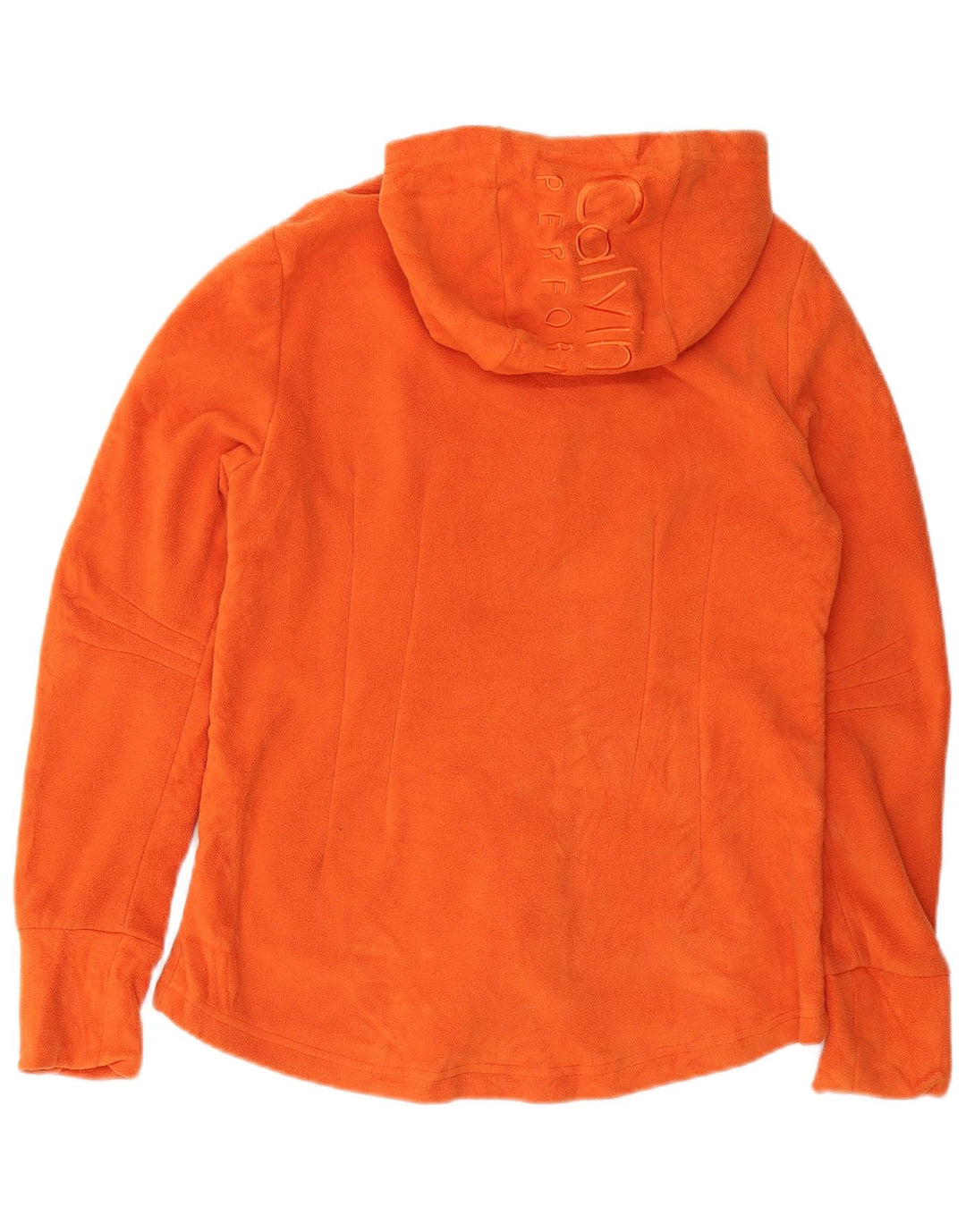 CALVIN KLEIN Damen Kapuzen-Fleecejacke UK 12 Mittelorange Polyester