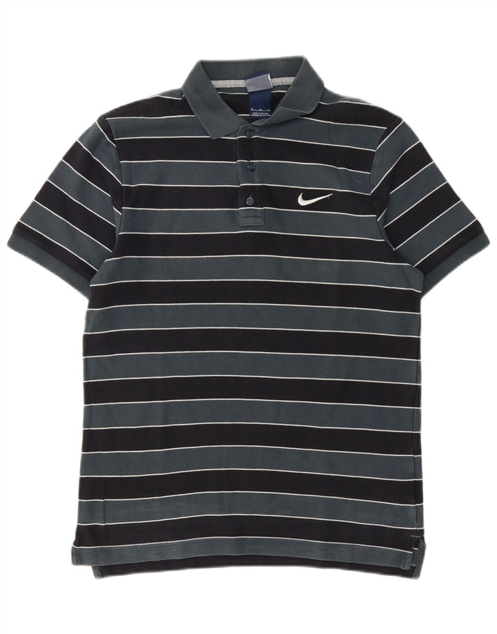 Nike Herren-Poloshirt aus mittelgrauer, gestreifter Baumwolle