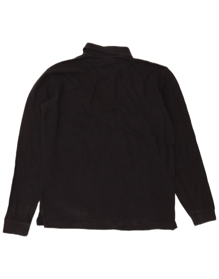 Fila Herren-Langarm-Poloshirt aus mittelschwarzer Baumwolle