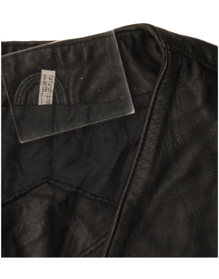 VINTAGE Damen Lederweste UK 16 Large Schwarz