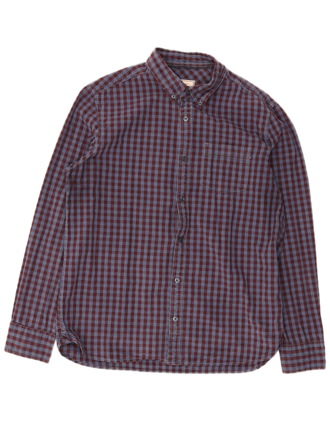 Fat Face Herren-Flanellhemd, groß, Burgunderrot, Gingham-Baumwolle