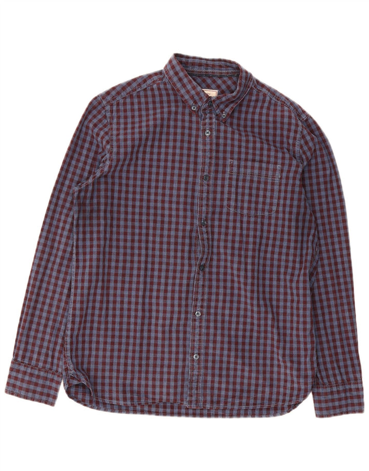 Fat Face Herren-Flanellhemd, groß, Burgunderrot, Gingham-Baumwolle