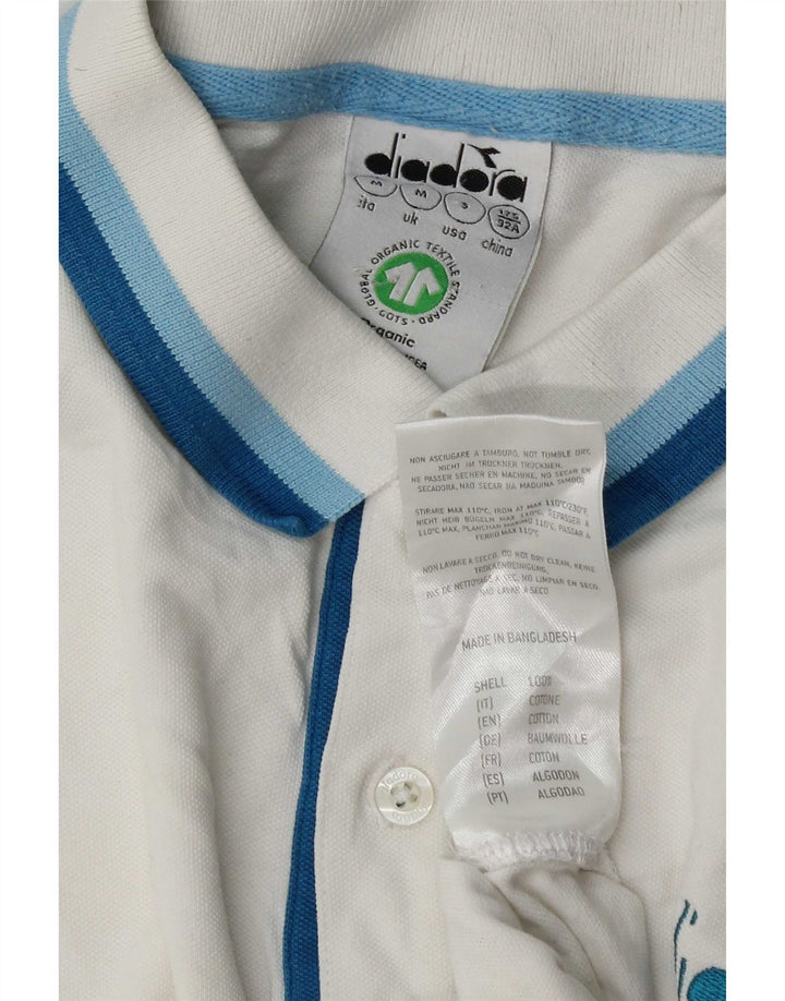 Diadora Herren-Poloshirt aus mittelweißer, gestreifter Baumwolle