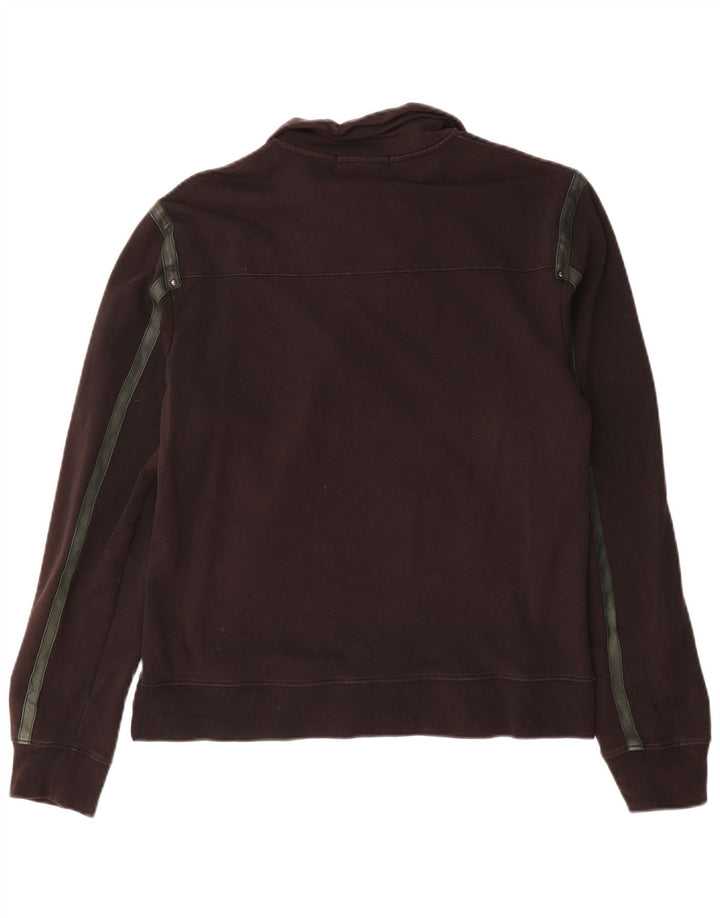Trussardi Damen-Sweatshirt mit Reißverschluss am Hals, groß, aus schwarzer Baumwolle