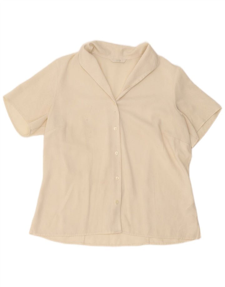 Marks & Spencer Damen Kurzarm-Hemdbluse UK 16 Large Beige