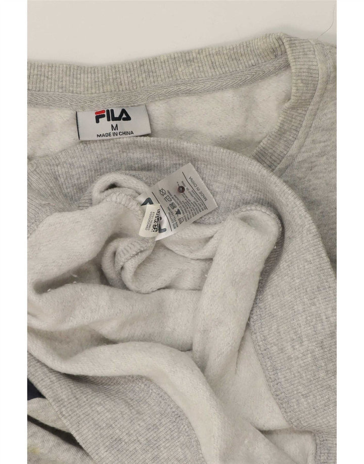 Fila Herren Grafik-Sweatshirt-Pullover aus mittelgrau gesprenkelter Baumwolle