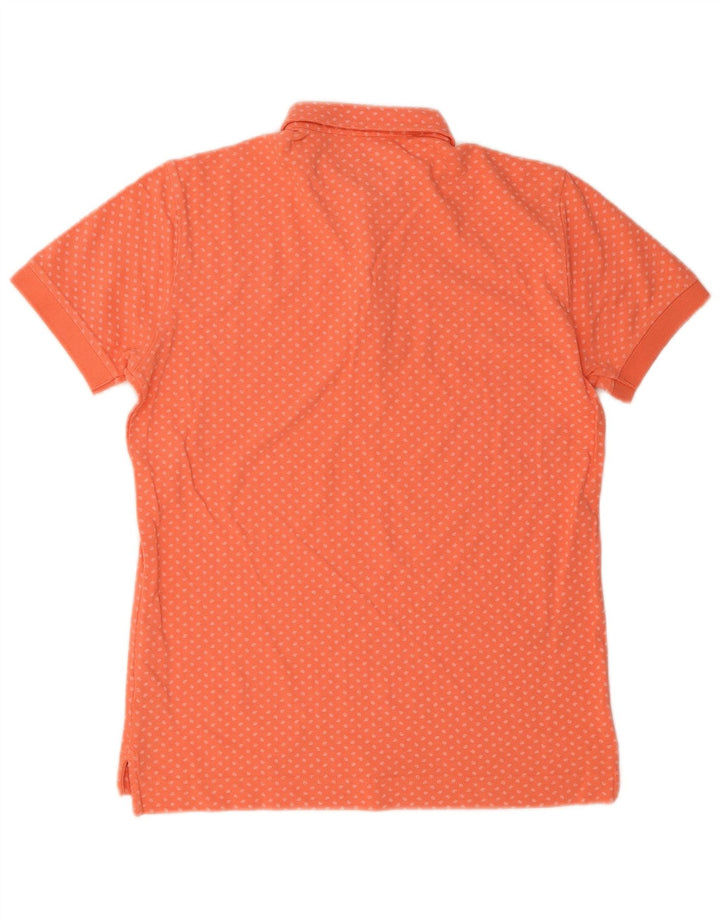 MASSIMO DUTTI Mens Polo Shirt Medium Orange Spotted Cotton