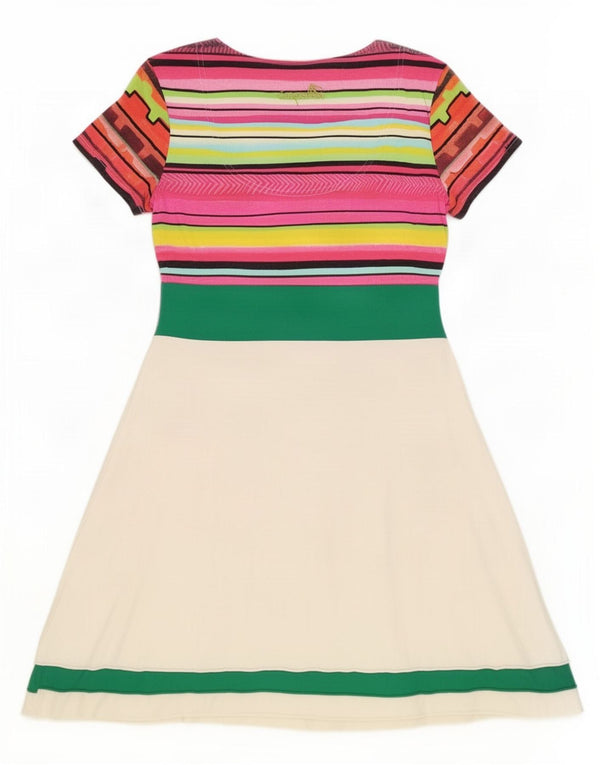 Desigual Damen Grafik-A-Linien-Kleid, UK 20 2XL, weiße Blumen-Baumwolle