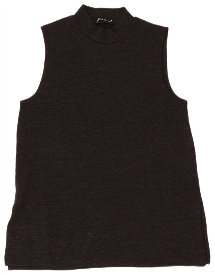 Zara Damen Weste Top UK 14 Large Schwarz meliert