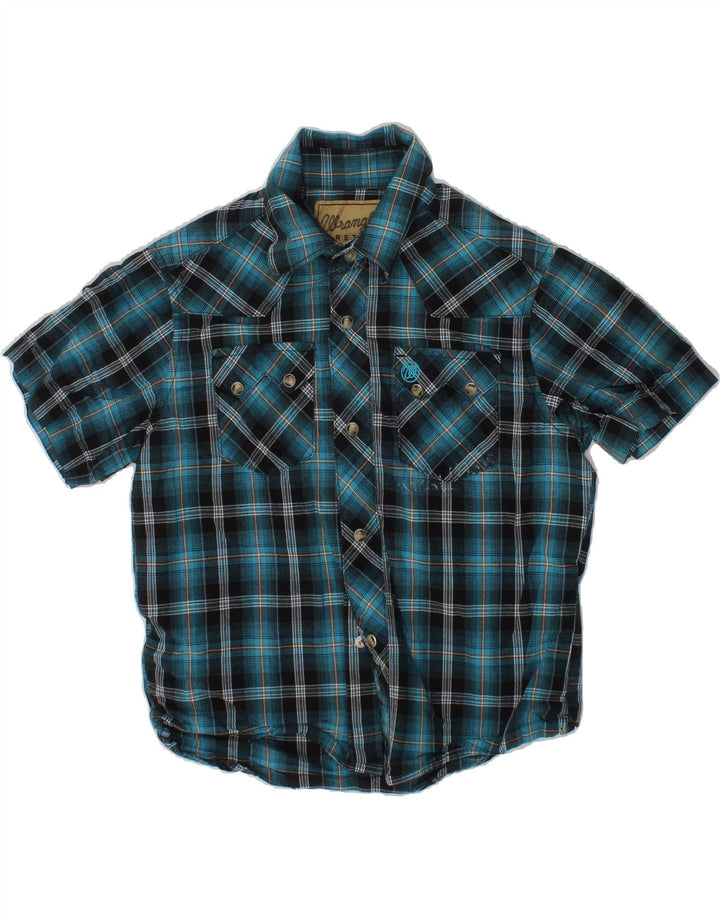 WRANGLER Boys Retro Short Sleeve Shirt 3-4 Years Small  Black Check Cotton Vintage Wrangler and Second-Hand Wrangler from Messina Hembry 