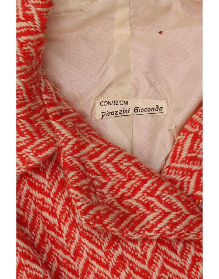 Vintage Damen Crop Zweireiher Blazer Jacke UK 12 Medium Red Chevron