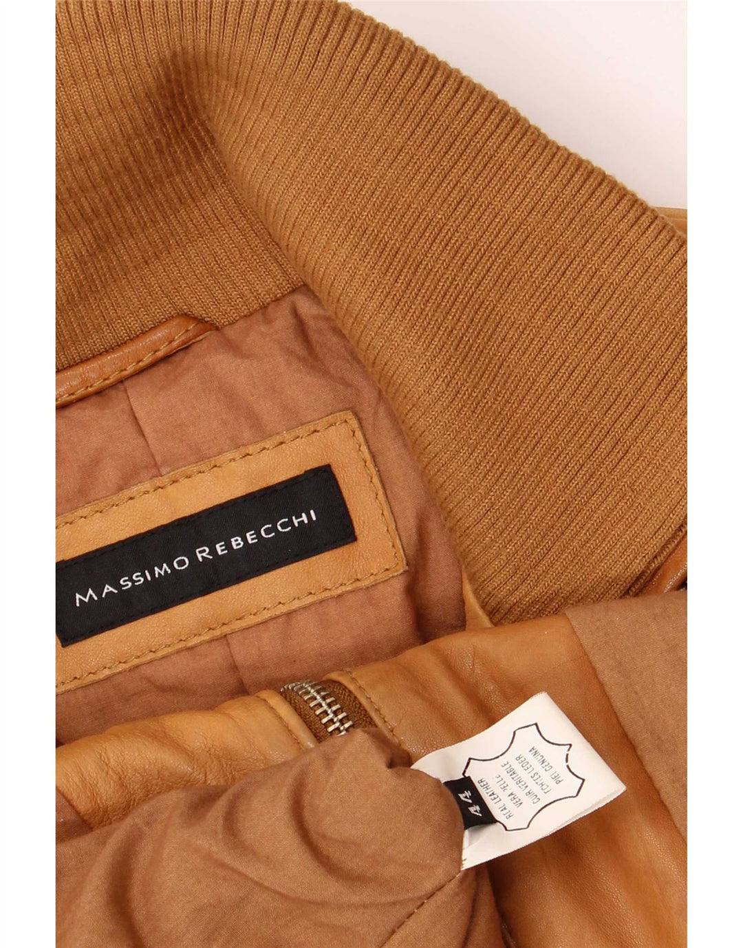 Massimo Rebecchi Damen Bomber-Lederjacke IT 44 Mittelbraun