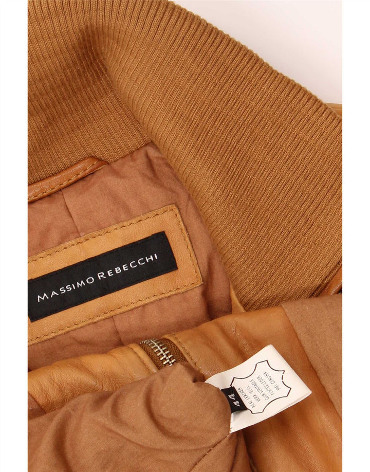 Massimo Rebecchi Damen Bomber-Lederjacke IT 44 Mittelbraun