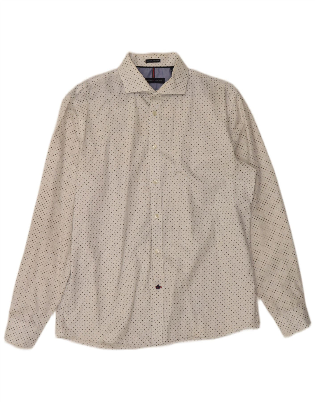 Tommy Hilfiger Herren-Slim-Fit-Hemd, Größe 16, groß, weiß gefleckt