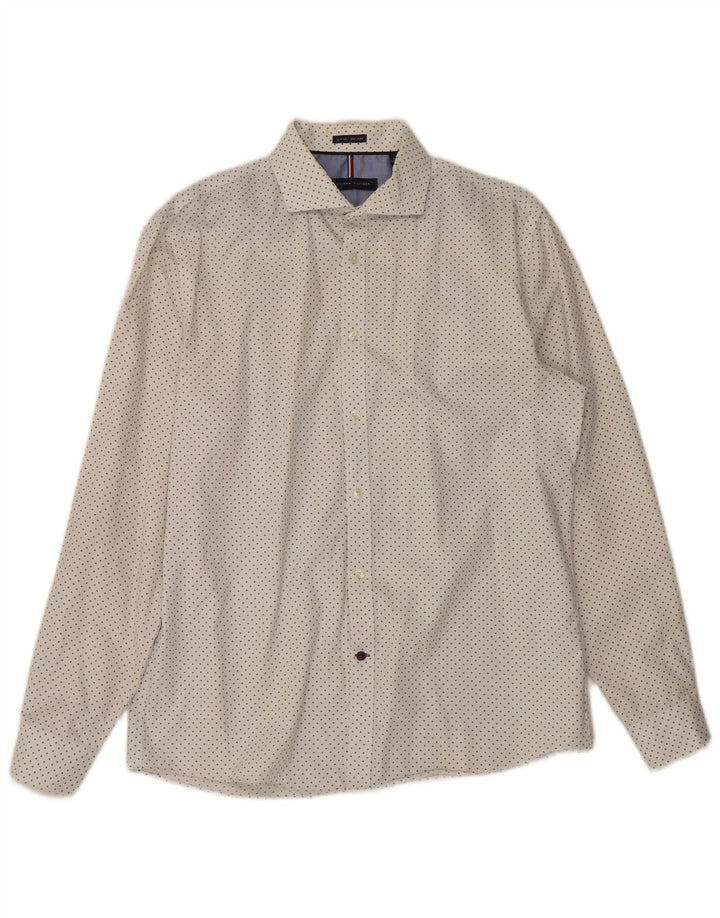 Tommy Hilfiger Herren-Slim-Fit-Hemd, Größe 16, groß, weiß gefleckt
