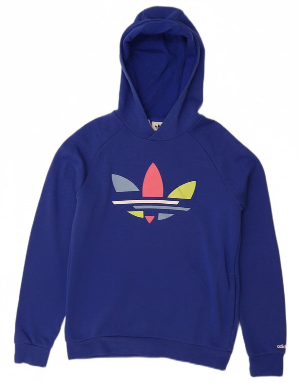 ADIDAS Kapuzenpullover mit Grafik für Mädchen, 11–12 Jahre, blaue Baumwolle
