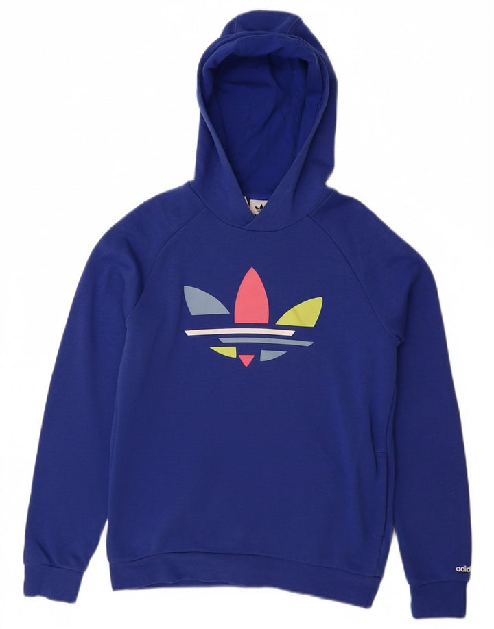 ADIDAS Kapuzenpullover mit Grafik für Mädchen, 11–12 Jahre, blaue Baumwolle