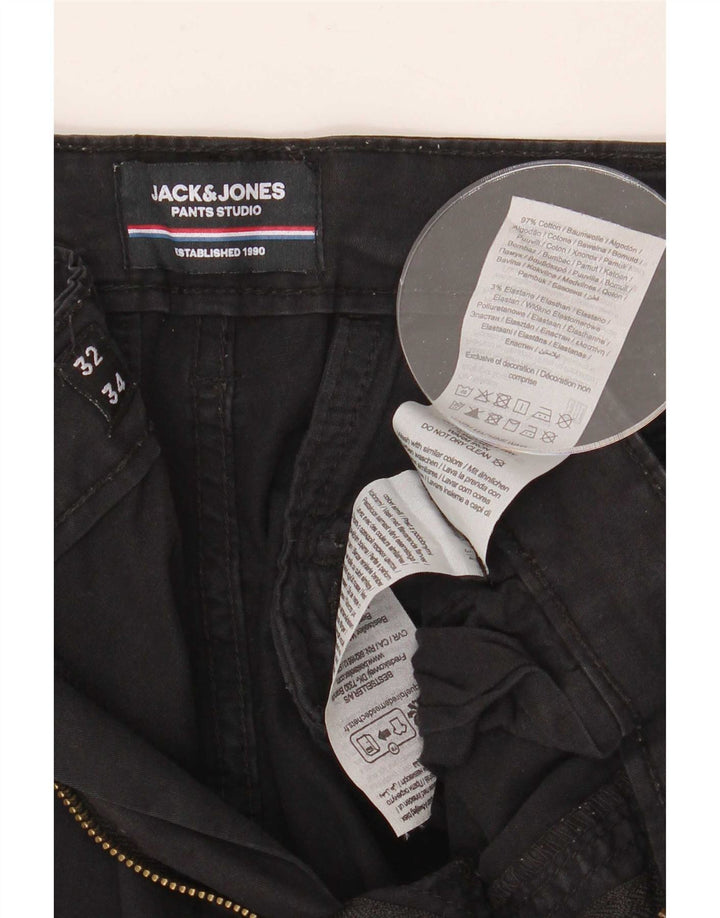 Jack & Jones Herren gerade Cargohose W34 L32 schwarze Baumwolle