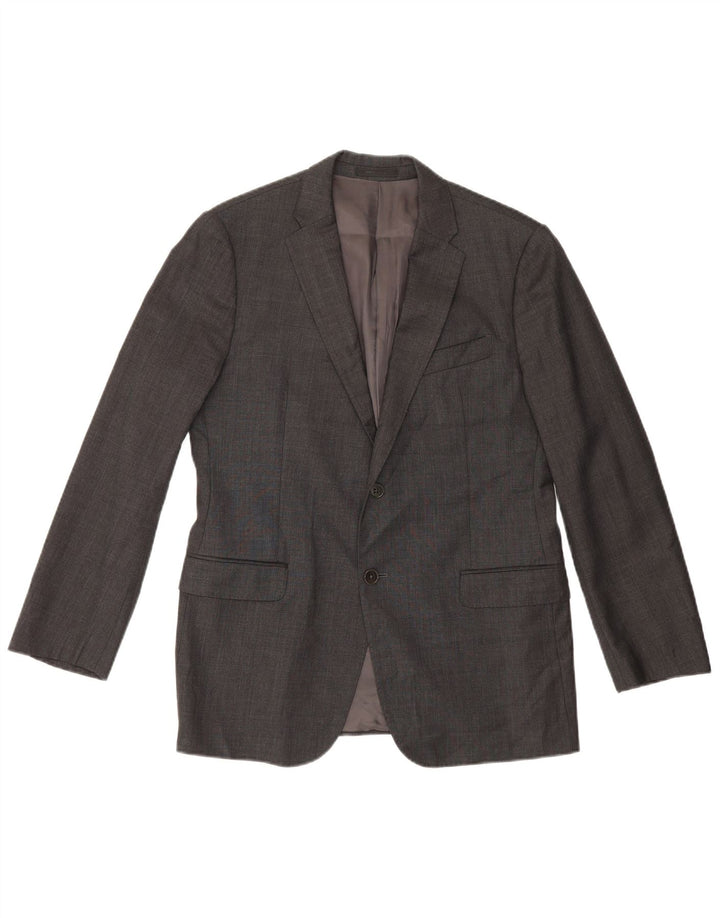 Armani Collezioni Herren-Blazer mit 2 Knöpfen, IT 50, große graue Wolle