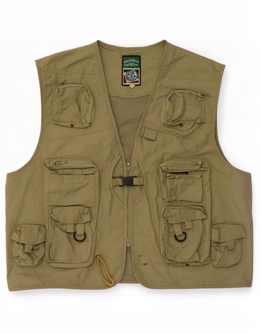Vintage Herren Utility Gilet IT 58 4XL Khaki Baumwolle