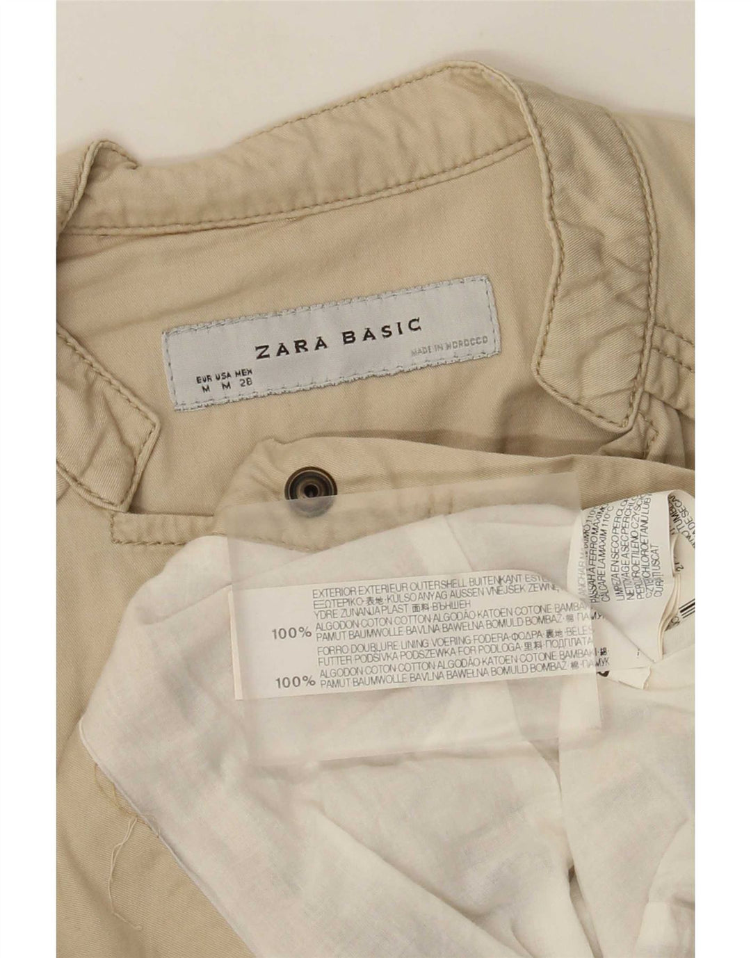 Zara Damen Bomberjacke UK 12 Mittelbeige Baumwolle