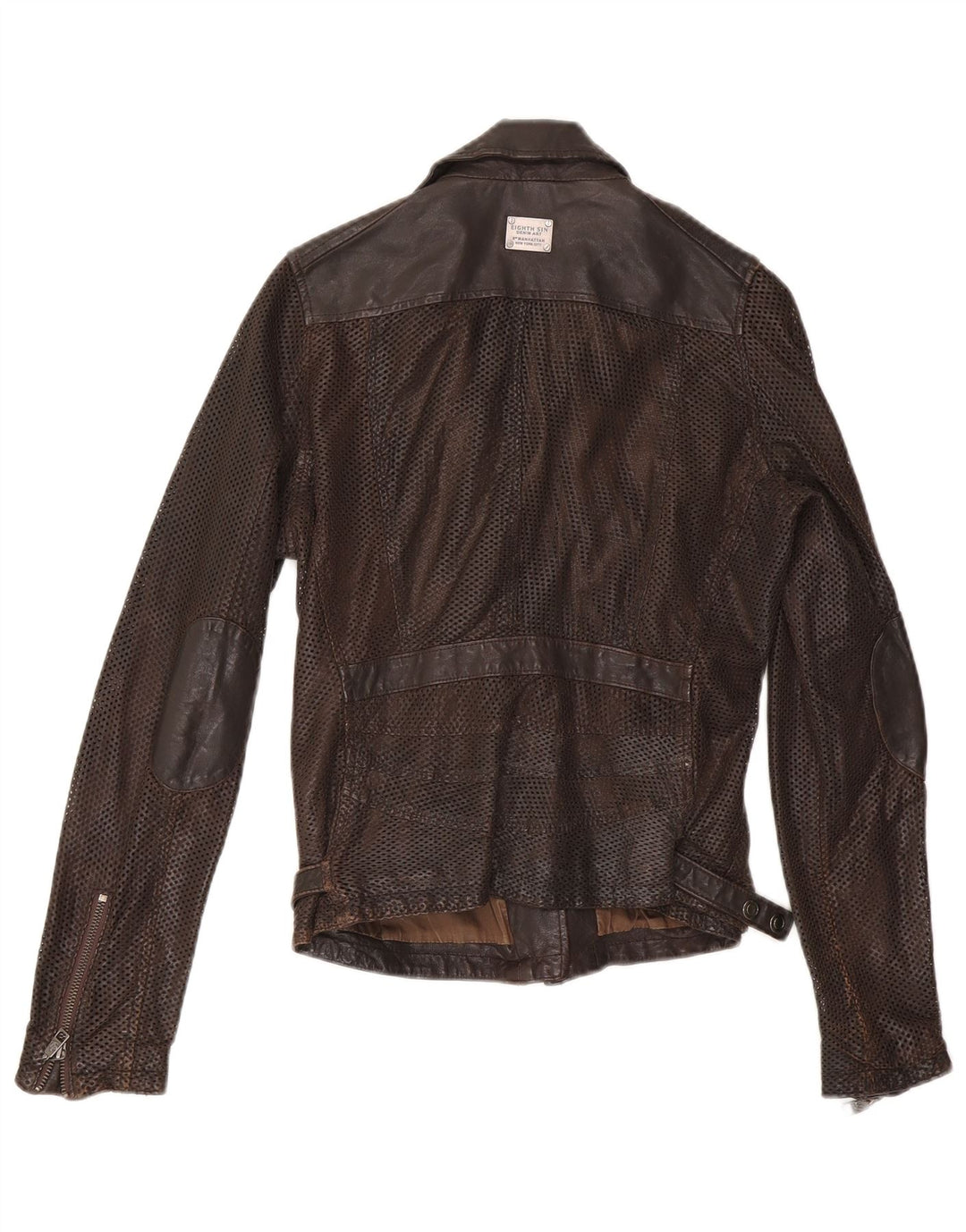 Eighth Sin Damen Leder Bikerjacke UK 10 Small Braun