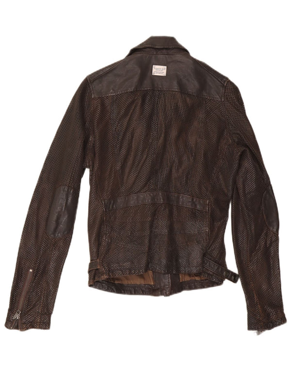 Eighth Sin Damen Leder Bikerjacke UK 10 Small Braun
