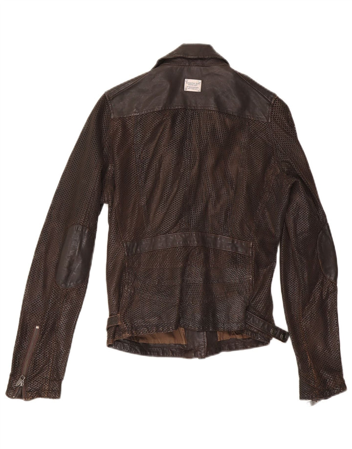 Eighth Sin Damen Leder Bikerjacke UK 10 Small Braun