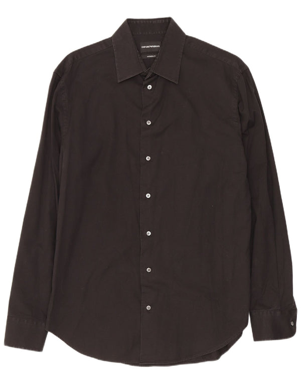 Emporio Armani Herren Modern Fit Hemd Größe 40 15 3/4 Medium Schwarz