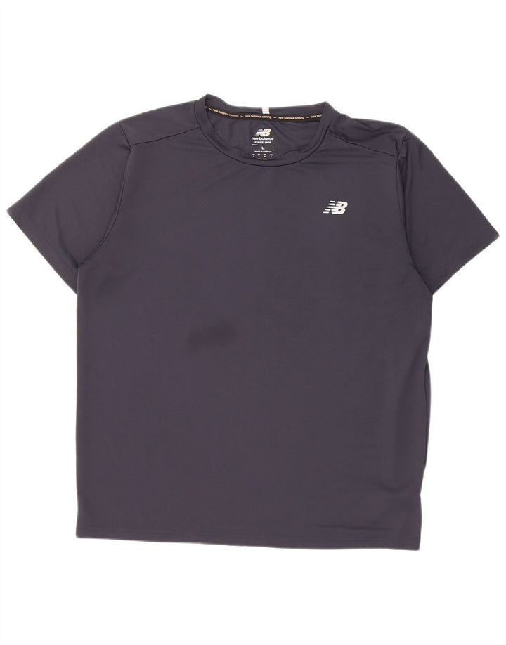 New Balance Herren T-Shirt Top Large Marineblau Polyester