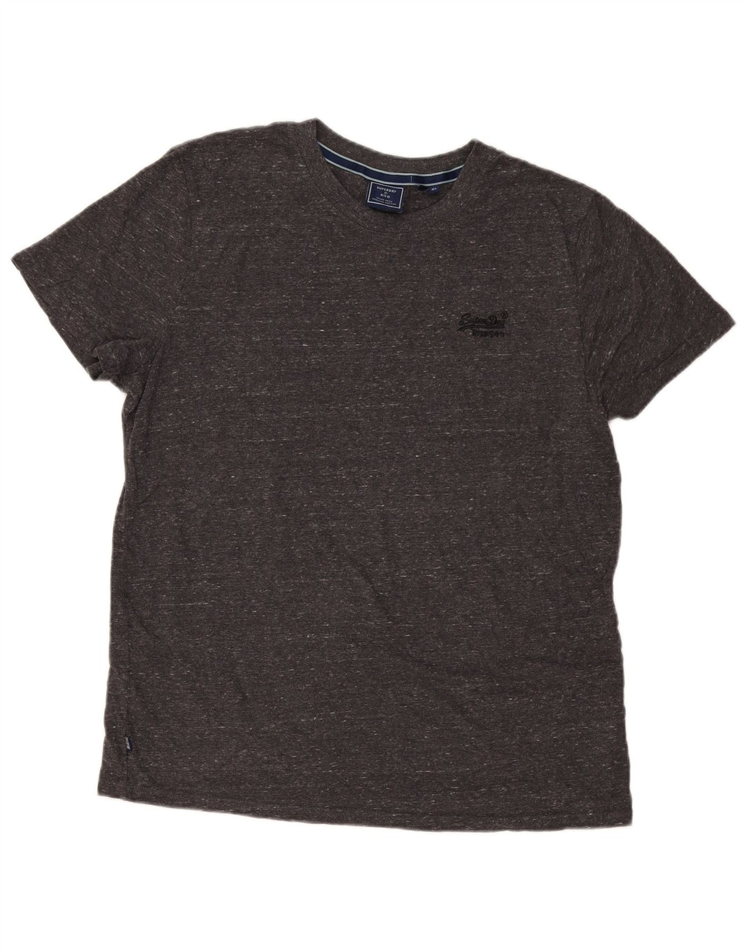 Superdry Herren-T-Shirt-Oberteil XL aus grau gefleckter Baumwolle