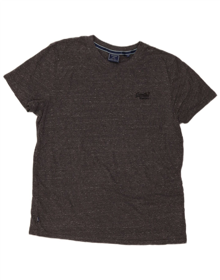 Superdry Herren-T-Shirt-Oberteil XL aus grau gefleckter Baumwolle