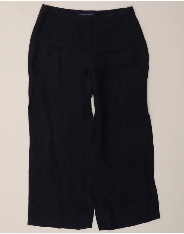 TRUSSARDI Damen Chinohose mit weitem Bein IT 44 Medium W30 L28 Marineblau