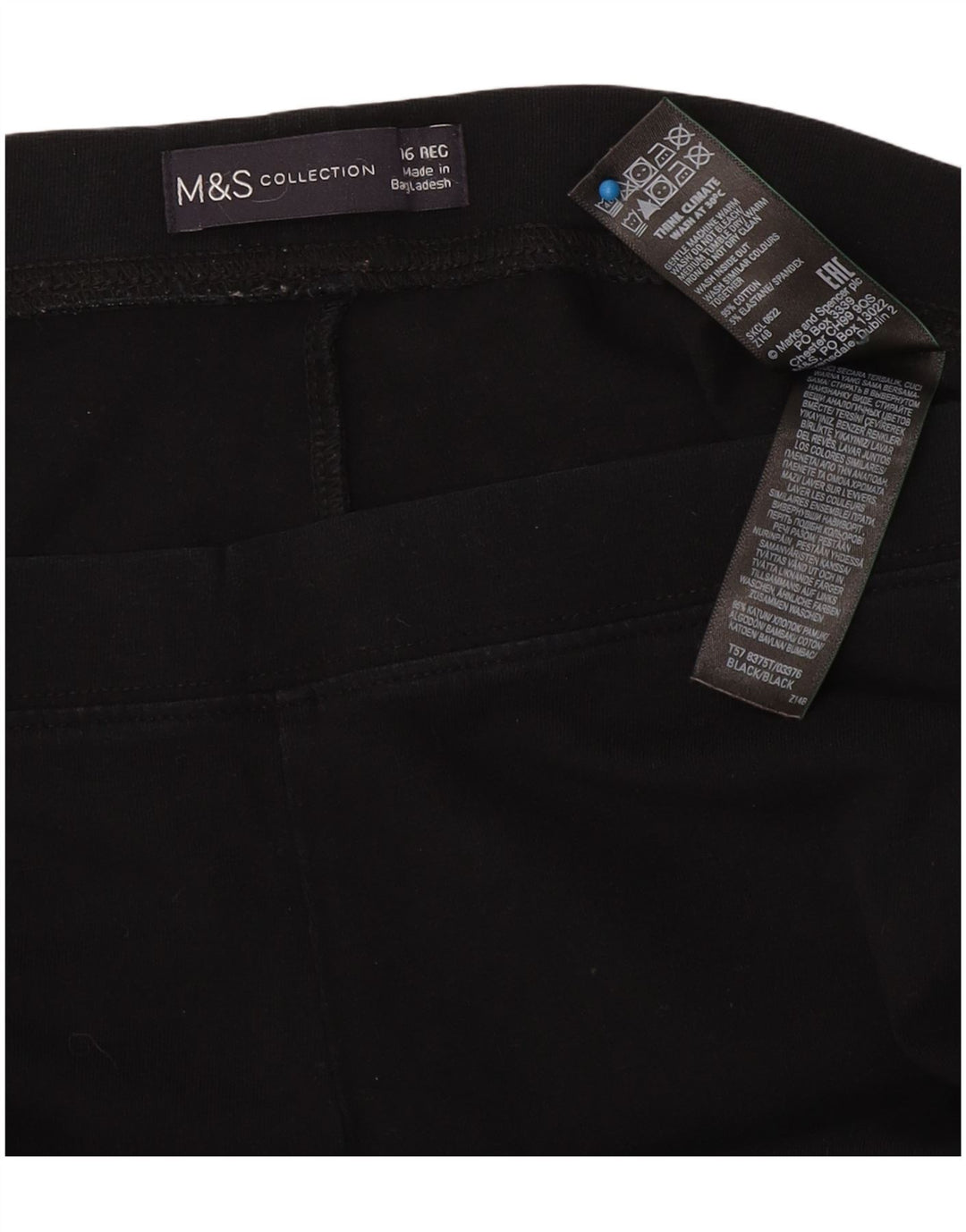 Marks & Spencer Damen Leggings UK 16 Große schwarze Baumwolle