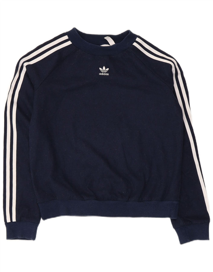 Adidas Herren Crop Sweatshirt Pullover UK 8 Small Marineblau Polyester