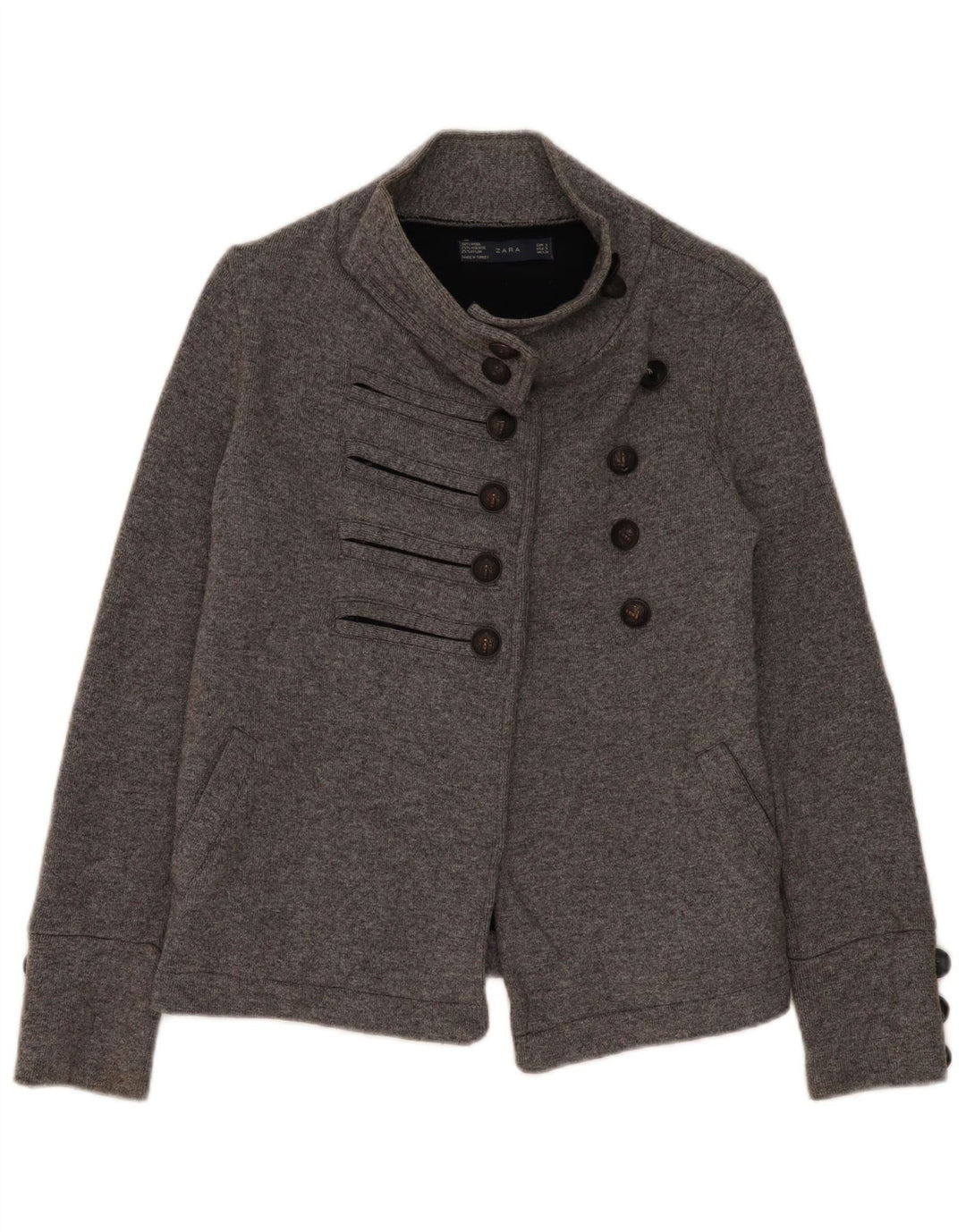 Zweireihiger Blazer für Damen von Zara, UK 10, Größe S, graue Wolle