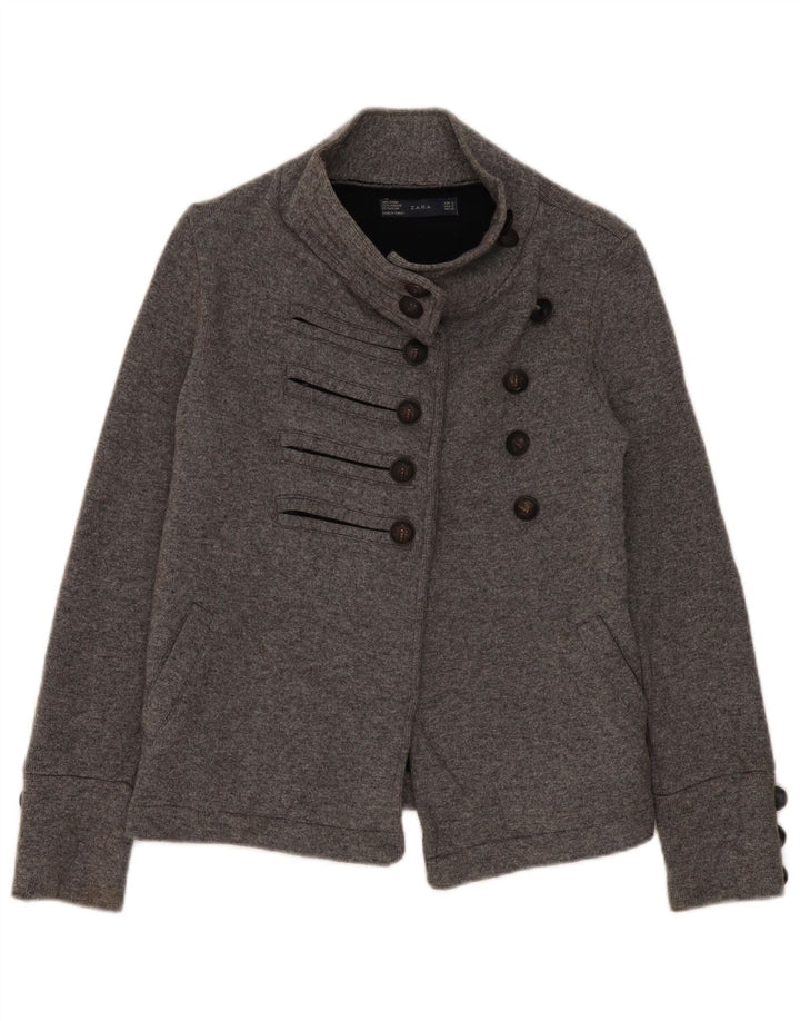 Zweireihiger Blazer für Damen von Zara, UK 10, Größe S, graue Wolle