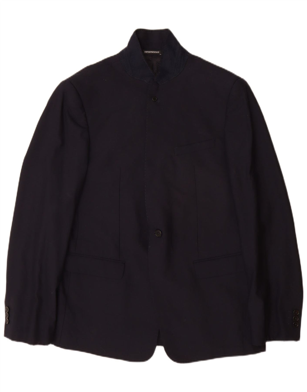 Emporio Armani Herren 2-Knopf-Blazerjacke EU 56 2XL Marineblaue Schurwolle