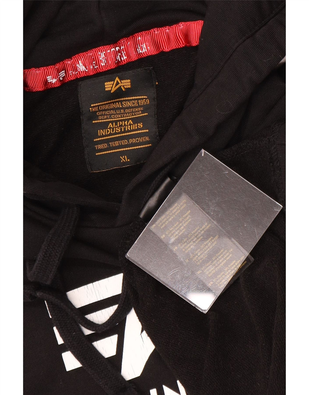 ALPHA INDUSTRIES Herren-Kapuzenpullover mit Grafik, kurzärmelig, XL, Schwarz, Baumwolle