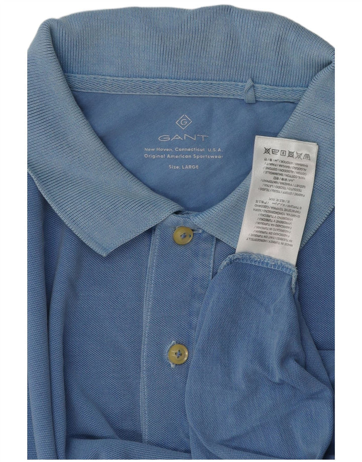 Gant Herren-Poloshirt, große blaue Baumwolle