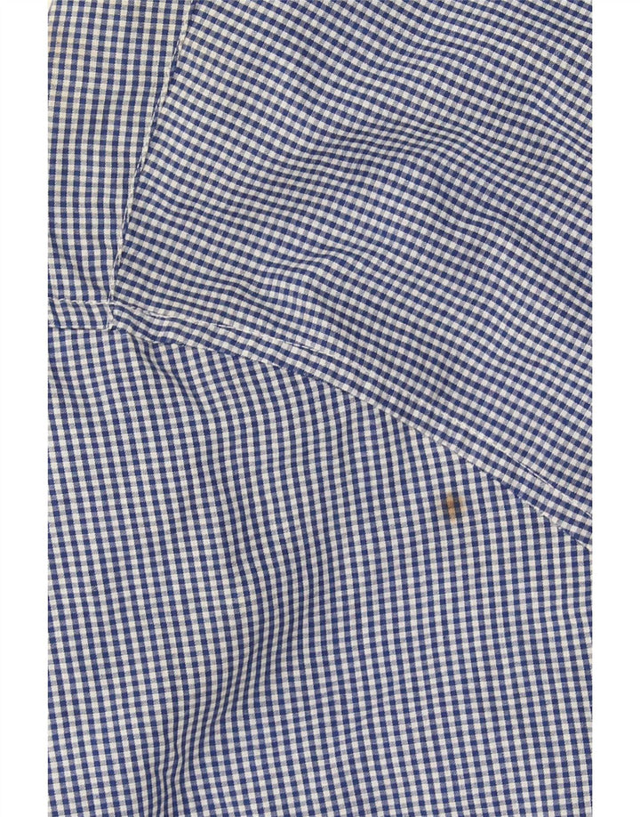 Pierre Cardin Herren-Kurzarmhemd, großes blaues Gingham-Polyester