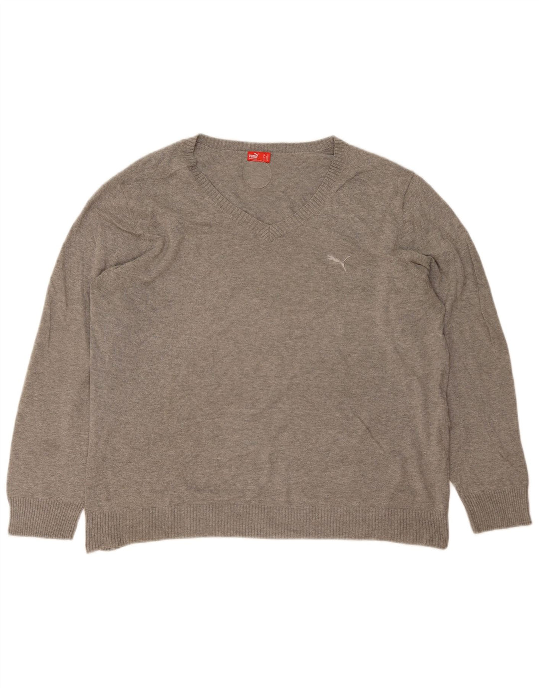 Puma Herren-Pullover mit V-Ausschnitt, XL, graue Baumwolle