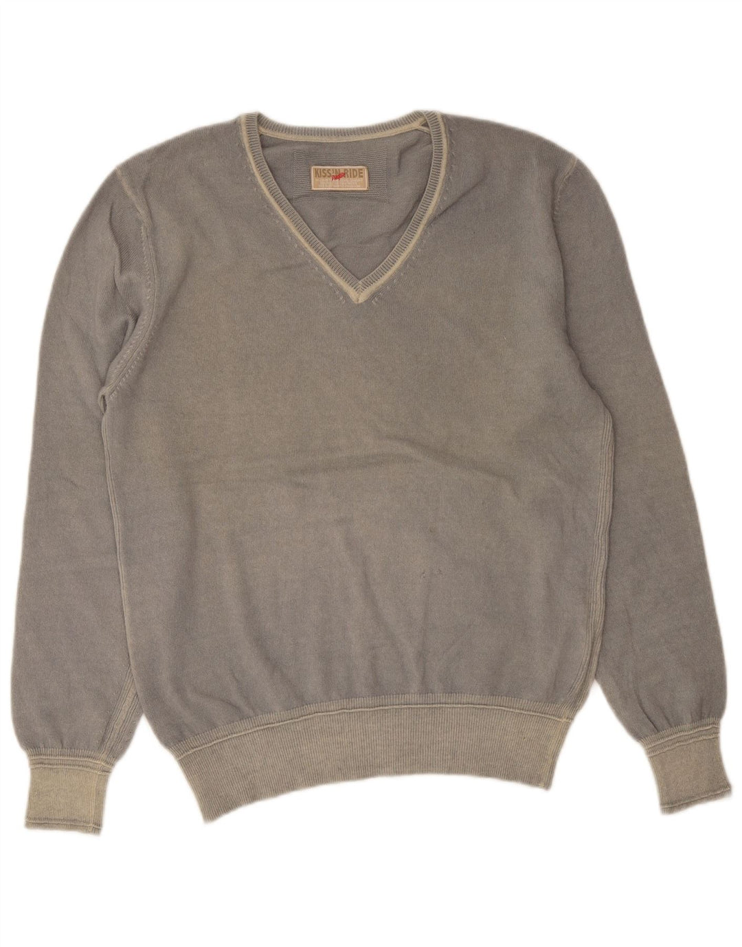 Playlife Herren-Pullover mit V-Ausschnitt, große graue Wolle