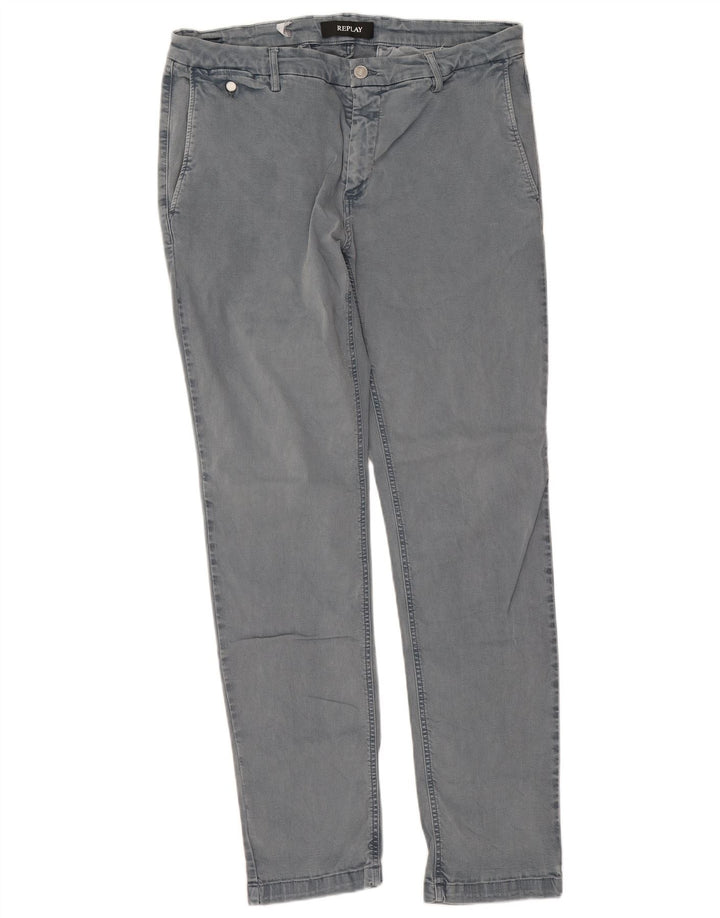 Replay Herren Slim Jeans W34 L32 Graue Baumwolle
