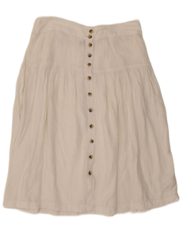 Marks & Spencer Damen A-Linienrock UK 16 Large W36 Weißes Leinen