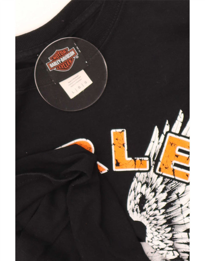 Harley Davidson Herren-Oberteil mit Grafik, langärmelig, groß, aus schwarzer Baumwolle